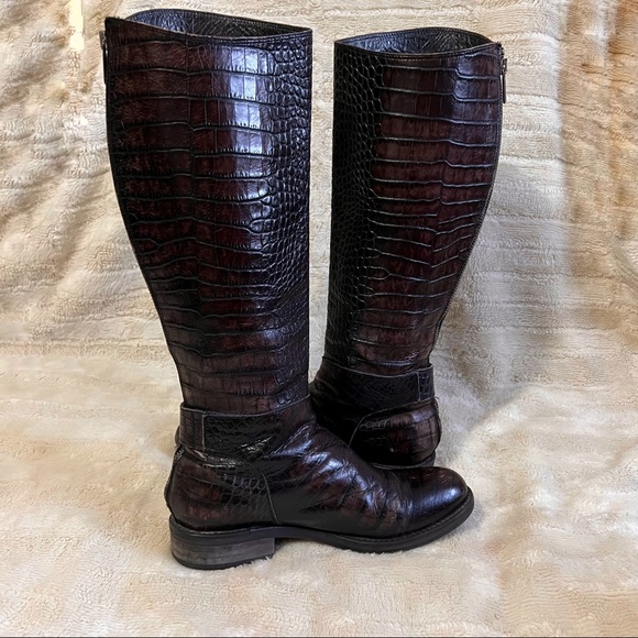 Ma & Lo Croc Embossed Tall Boots - Picture 8 of 14